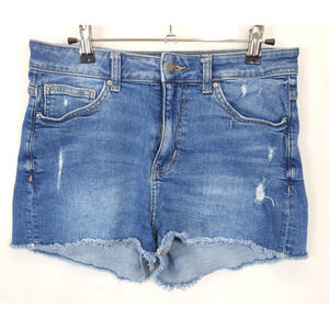 H&M Denim Shorts Cut Off Frayed Hem Women 8 / 2.5 Blue Hot Pants Beach Summer
